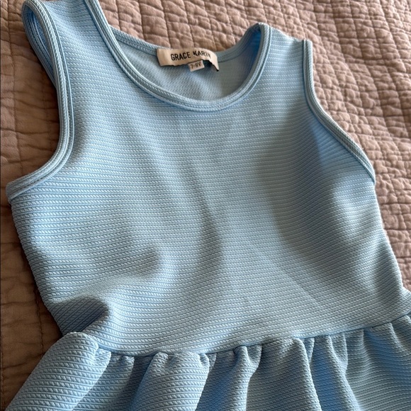Blue Sleeveless Kids Dress - Picture 2 of 5